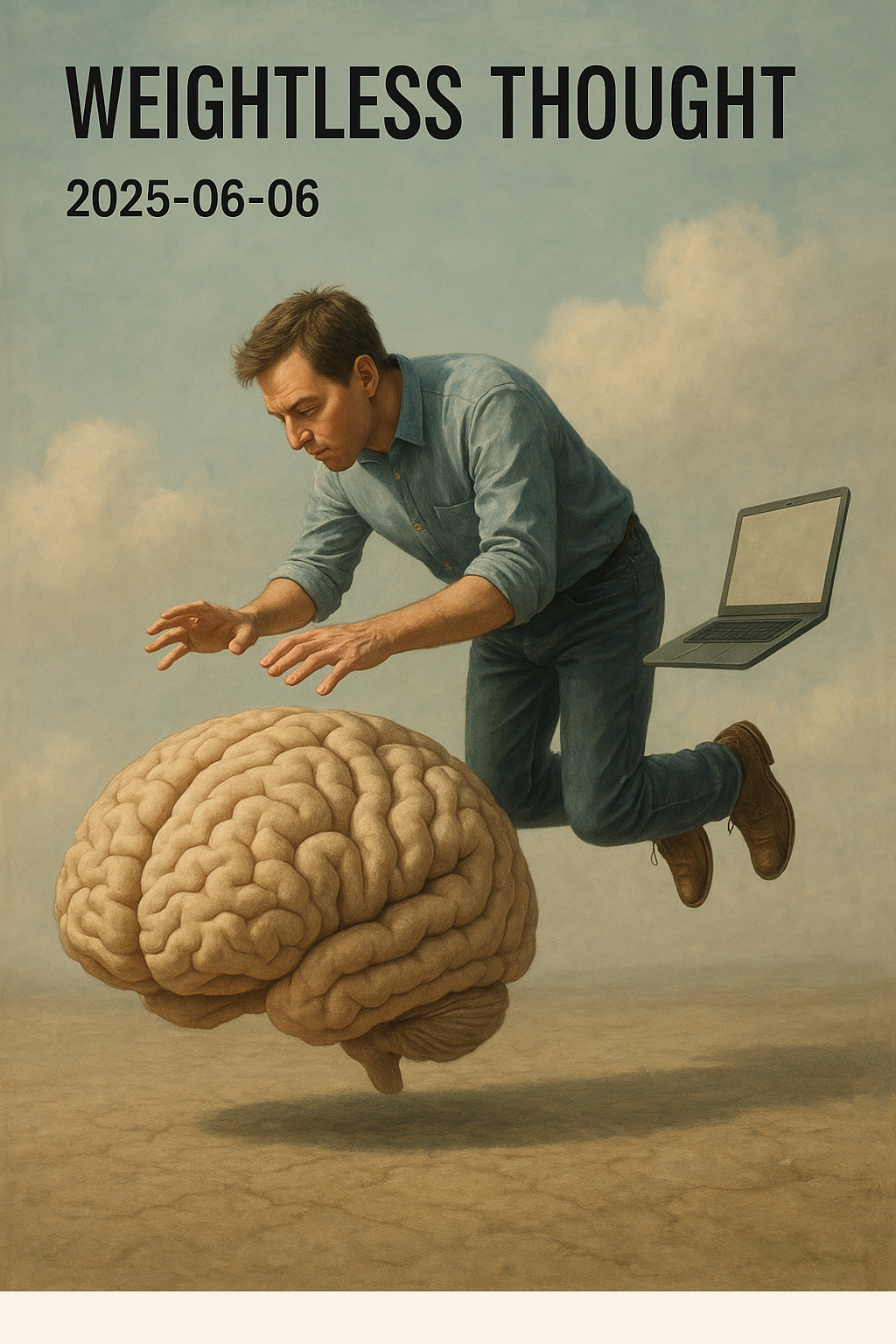 surreal image of floating brain